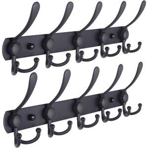 Coat Rack Wall Mounted - 5 Tri Hooks, Heavy Duty, Stainless Steel, Metal